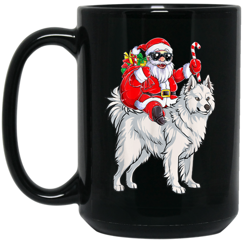 Santa Claus Riding Samoyed Xmas Gifts Dog Coffee mug  15 oz. Black Mug