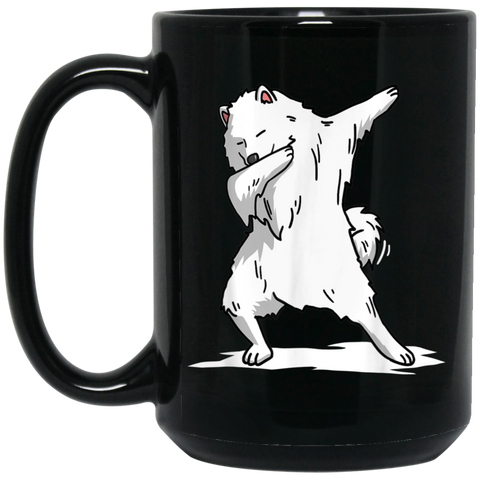 Cute Dabbing Samoyed Dog Funny Dab Dance Gift Coffee Mug 15 oz. Black Mug