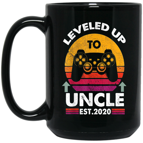 Leveled Up To Uncle 2020-Vintage Promoted to Uncle 2020 15 oz. Black Mug