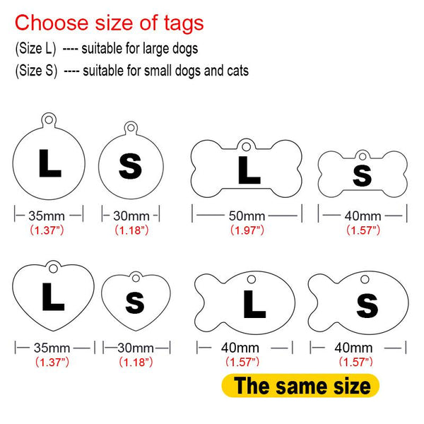 FLOWGOGO Anti-lost Stainless Steel Dog ID Tag Engraved Pet Cat Puppy Dog Collar Accessories Telephone Name Tags Pet ID Tags