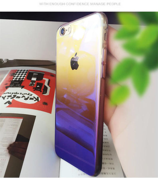 Aurora Gradient Color Transparent Case For iPhone 6s 6 Plus light Cover Hard PC Case