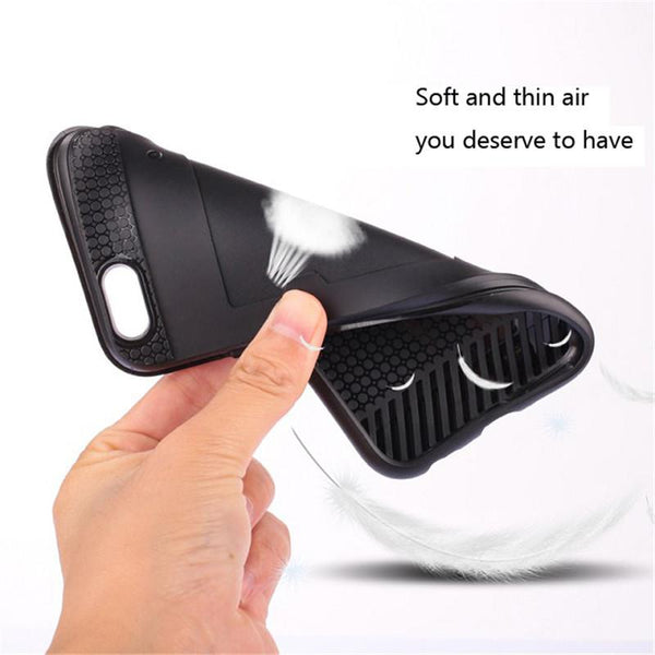 Metalic Silicon Plastic Coque With Card Holder Slot iPhone Case