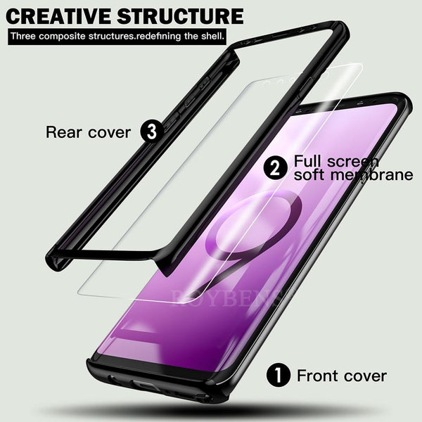 For Samsung Galaxy S9 Case Roybens Luxury Ultra Thin Bling Mirror 360 Full Protection Cover For Galaxy S9 Plus Case + Soft Film