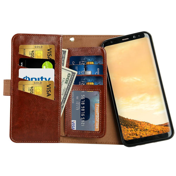 Leather Multi-function Wallet Magnet Cover for S8 S8 +