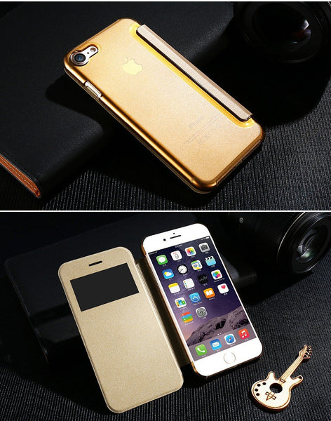 Window View Leather Case Flip Cover Bags