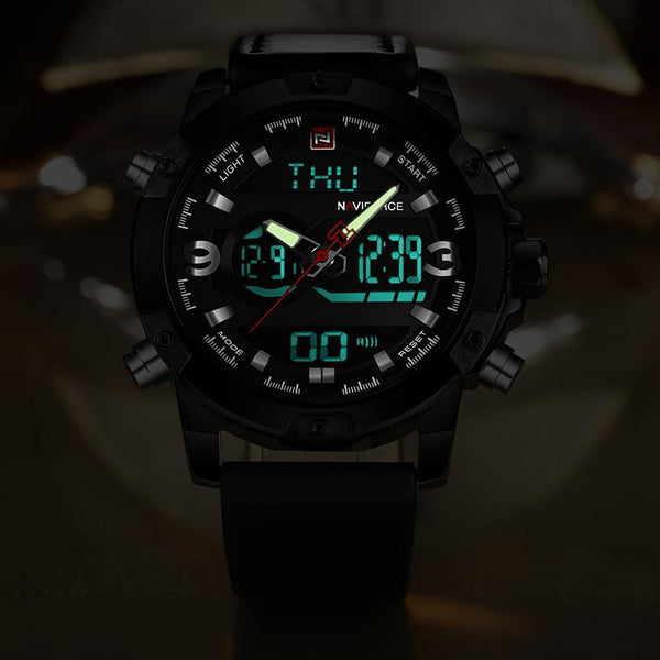 Analog Digital Leather Sports Watches