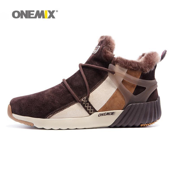 Onemix men's trekking shoes anti slip walking shoes mountain shoes comfortable warm outdoor sneakers for men walking trekking