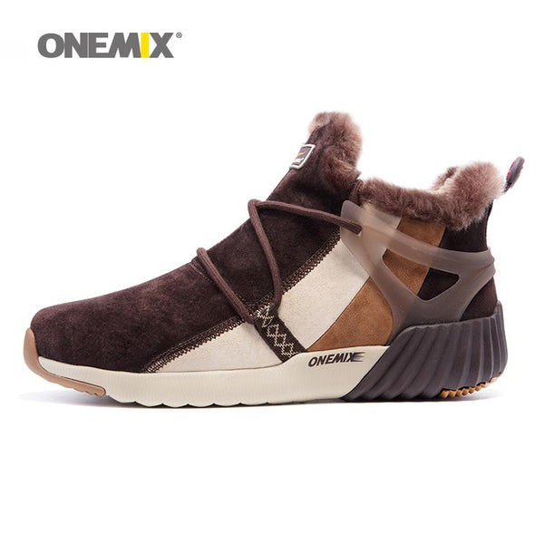 Onemix men's trekking shoes anti slip walking shoes mountain shoes comfortable warm outdoor sneakers for men walking trekking