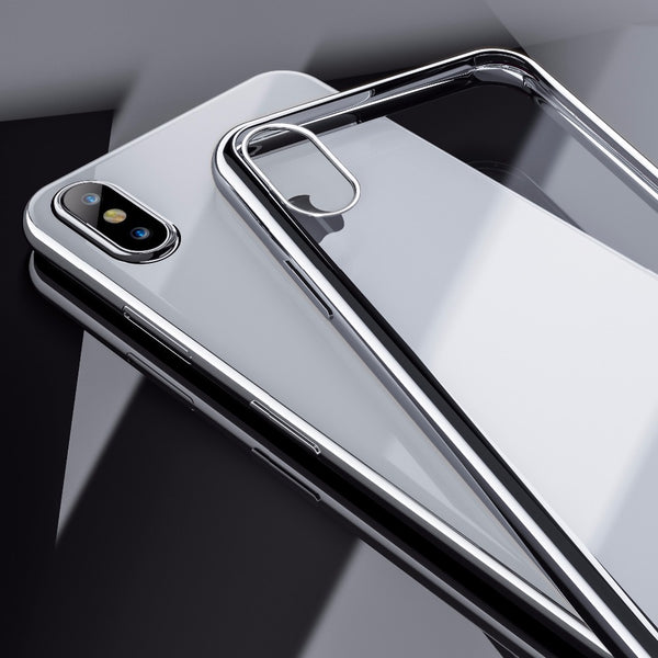 Roybens Fashion Original View Case For iPhone X 10 Silver Edge Transparent Clear Back Cover For iPhone X Soft Silicone TPU Case