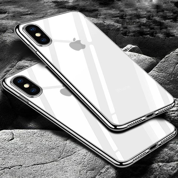 Roybens Fashion Original View Case For iPhone X 10 Silver Edge Transparent Clear Back Cover For iPhone X Soft Silicone TPU Case