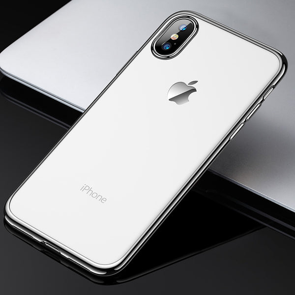 Roybens Fashion Original View Case For iPhone X 10 Silver Edge Transparent Clear Back Cover For iPhone X Soft Silicone TPU Case