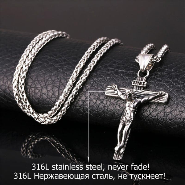 Jesus Piece Necklace Stainless Steel Chain Christian