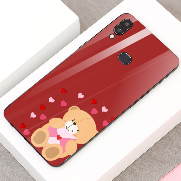 Cute Teddy Bear Tempered Glass Phone Case for Samsung Galaxy A10S