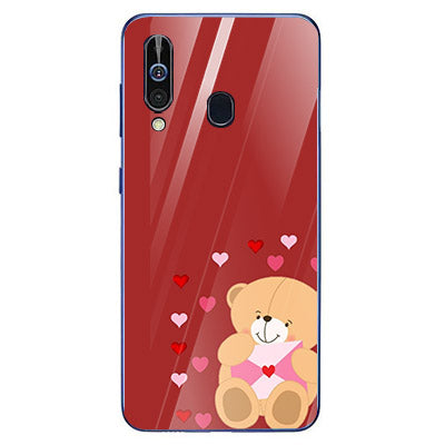 Cute Teddy Bear Tempered Glass Phone Case for Samsung Galaxy A60