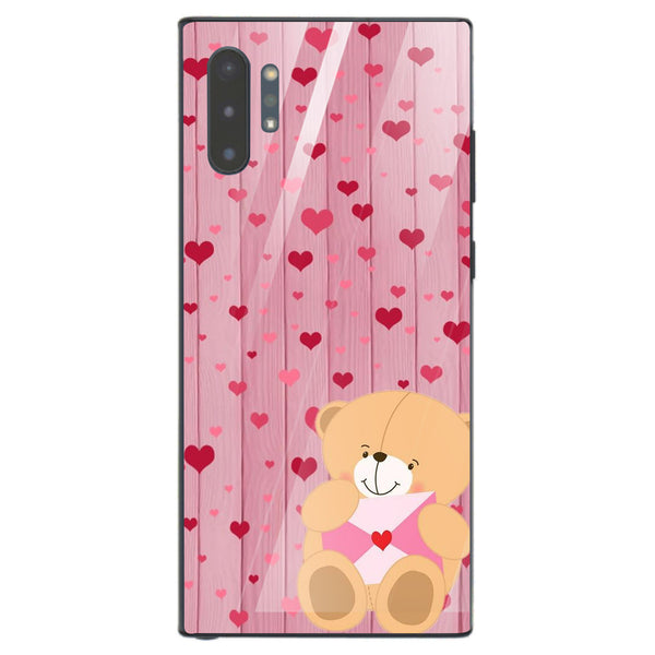 Cute Teddy Bear Tempered Glass Phone Case for Samsung Galaxy Note 10 Plus