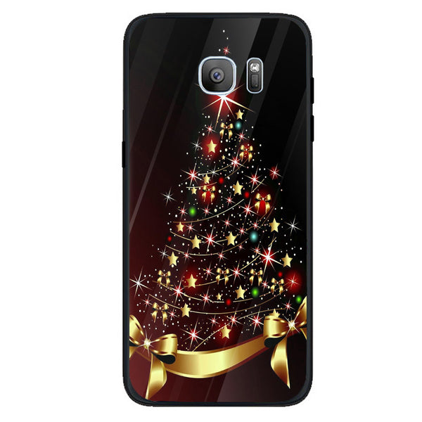 Merry Chrismas Tempered Glass Phone Case for Samsung Galaxy S7