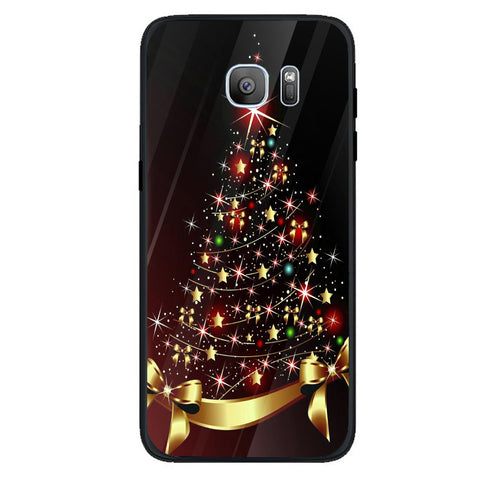 Merry Chrismas Tempered Glass Phone Case for Samsung Galaxy S7