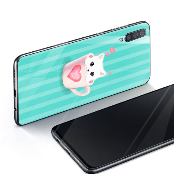 Cute Teddy Bear Tempered Glass Phone Case for Samsung Galaxy A70