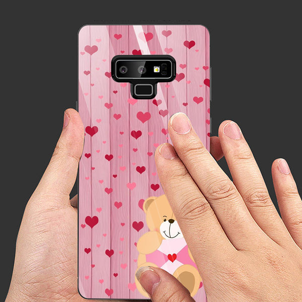 Cute Teddy Bear Tempered Glass Phone Case for Samsung Galaxy Note 9