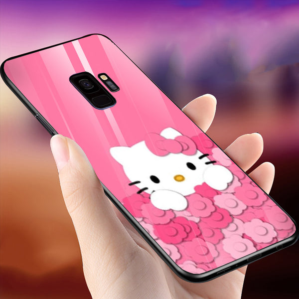 Cute Teddy Bear Tempered Glass Phone Case for Samsung Galaxy S9