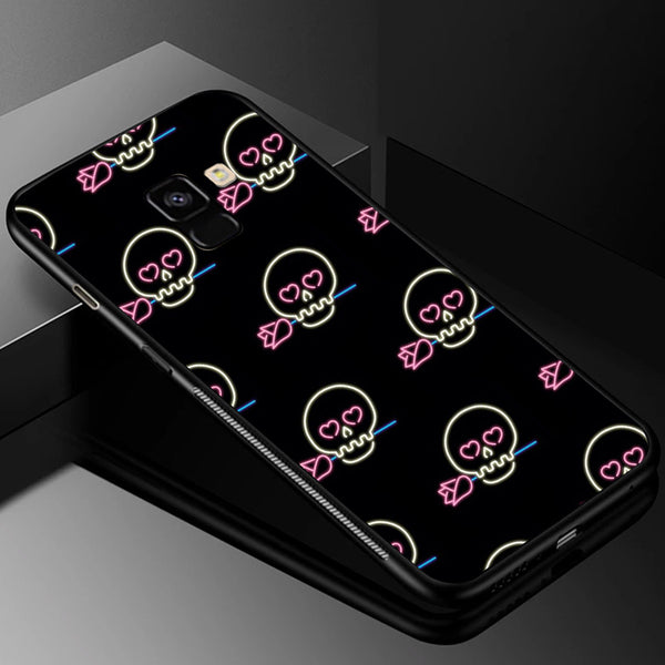 Halloween Skull Tempered Glass Phone Case for Samsung Galaxy A8 Plus