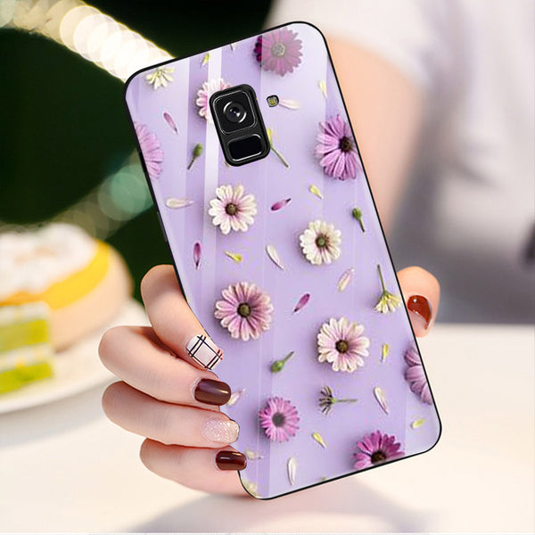 Beautiful Flowers Tempered Glass Phone Case for Samsung Galaxy A8 Plus
