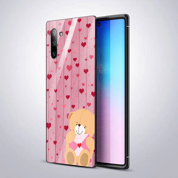Cute Teddy Bear Tempered Glass Phone Case for Samsung Galaxy Note 10