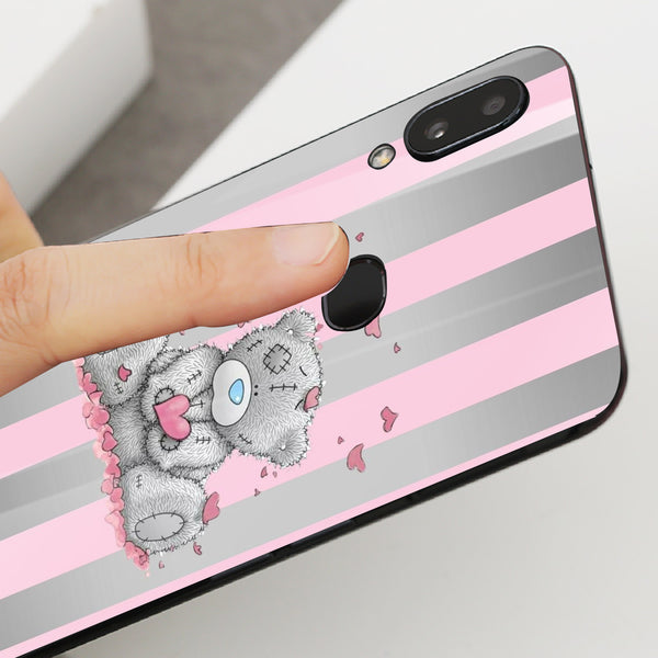Cute Teddy Bear Tempered Glass Phone Case for Samsung Galaxy A10S