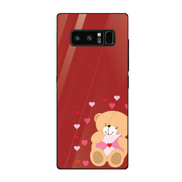 Cute Teddy Bear Tempered Glass Phone Case for Samsung Galaxy Note 8
