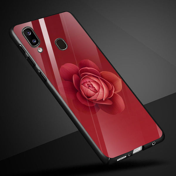 Beautiful Flowers Tempered Glass Phone Case for Samsung Galaxy A20