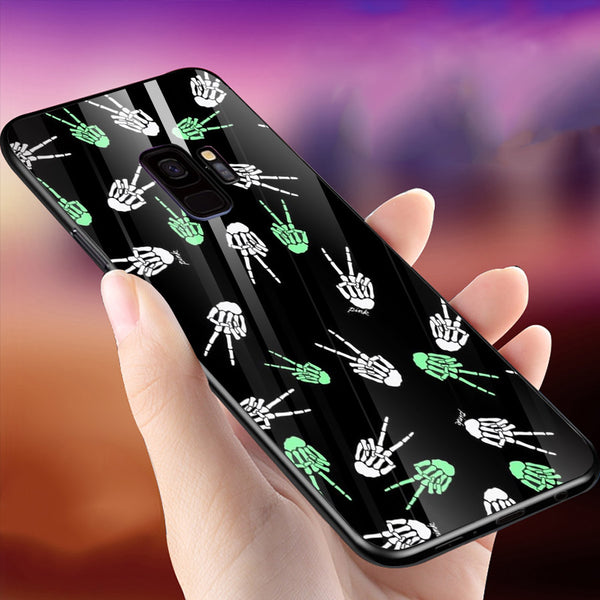 Halloween Skull Tempered Glass Phone Case for Samsung Galaxy S9
