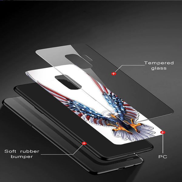 Eagle Tempered Glass Phone Case for Samsung Galaxy S9 Plus