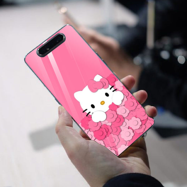 Cute Teddy Bear Tempered Glass Phone Case for Samsung Galaxy A80