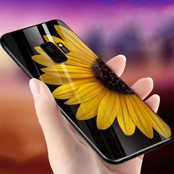 Beautiful Flowers Tempered Glass Phone Case for Samsung Galaxy S9