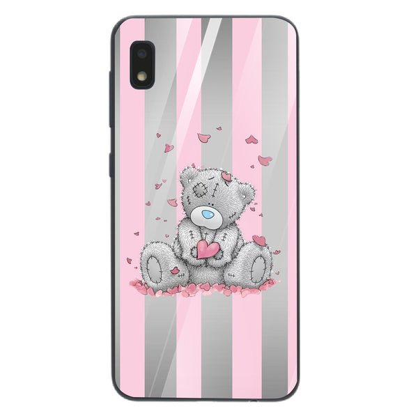 Cute Teddy Bear Tempered Glass Phone Case for Samsung Galaxy A10