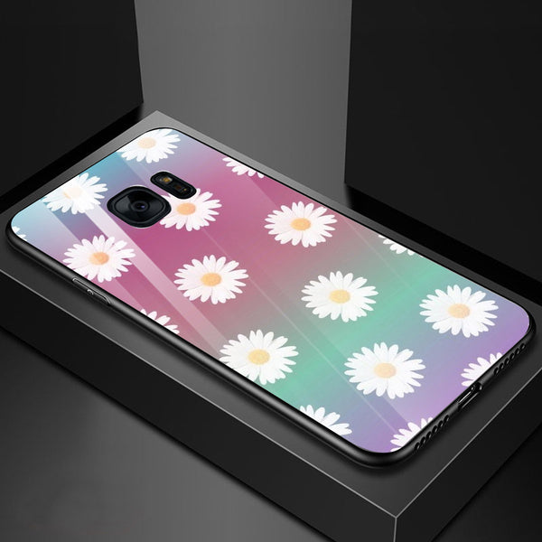 Beautiful Flowers Tempered Glass Phone Case for Samsung Galaxy S7 Edge