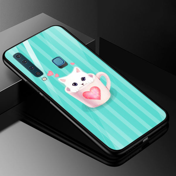 Cute Teddy Bear Tempered Glass Phone Case for Samsung Galaxy A9 2018
