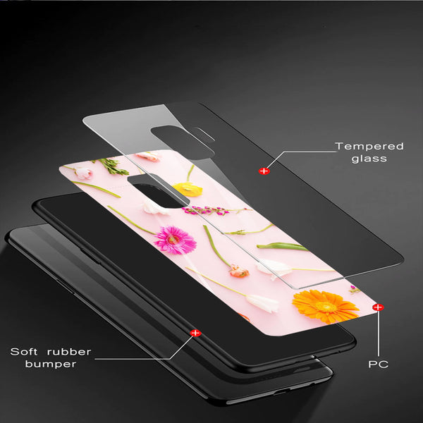 Beautiful Flowers Tempered Glass Phone Case for Samsung Galaxy S9