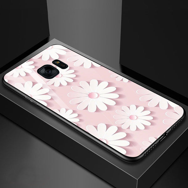 Beautiful Flowers Tempered Glass Phone Case for Samsung Galaxy S7 Edge