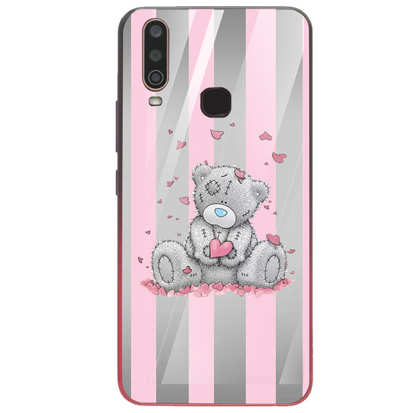Cute Teddy Bear Tempered Glass Phone Case for Vivo Y15