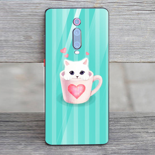 Cute Teddy Bear Tempered Glass Phone Case for Xiaomi Redmi K20 Pro