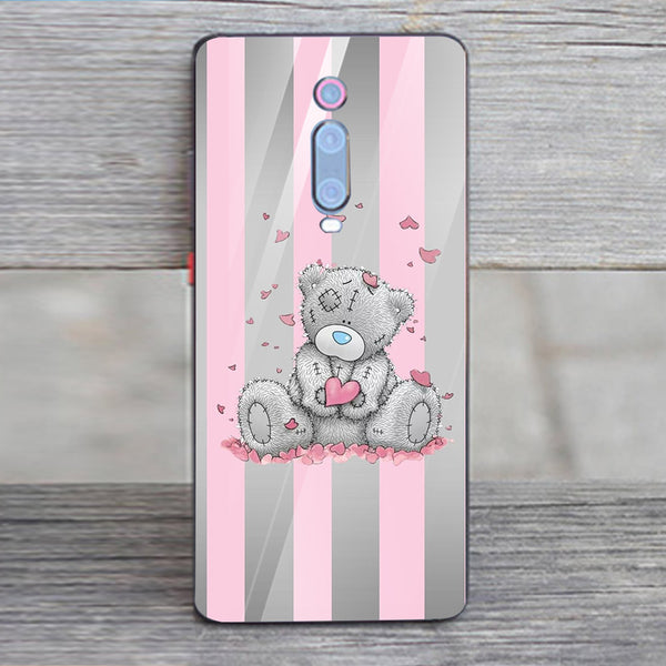 Cute Teddy Bear Tempered Glass Phone Case for Xiaomi Redmi K20 Pro