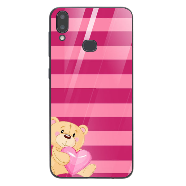 Cute Teddy Bear Tempered Glass Phone Case for Samsung Galaxy A10S