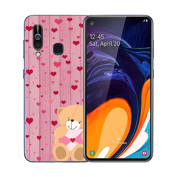 Cute Teddy Bear Tempered Glass Phone Case for Samsung Galaxy A60