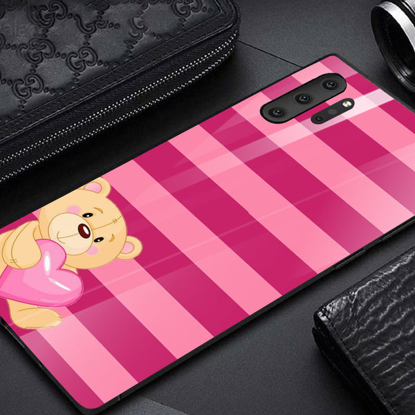 Cute Teddy Bear Tempered Glass Phone Case for Samsung Galaxy Note 10 Plus