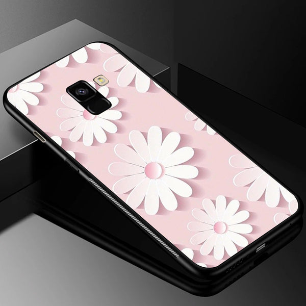 Beautiful Flowers Tempered Glass Phone Case for Samsung Galaxy A8 Plus