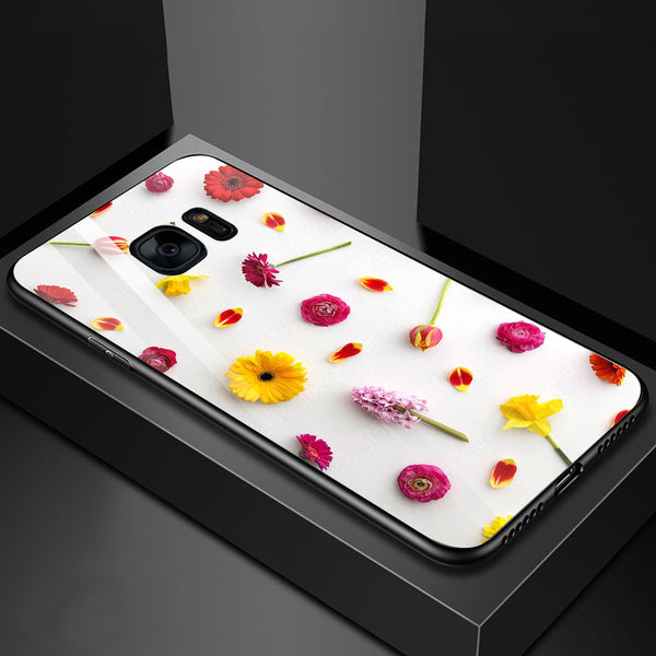 Beautiful Flowers Tempered Glass Phone Case for Samsung Galaxy S7