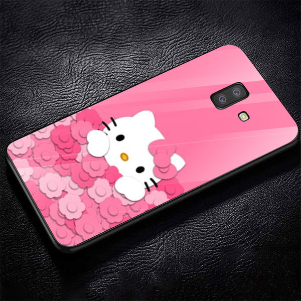 Cute Teddy Bear Tempered Glass Phone Case for Samsung Galaxy J6 Plus