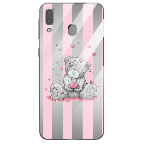 Cute Teddy Bear Tempered Glass Phone Case for Samsung Galaxy A40