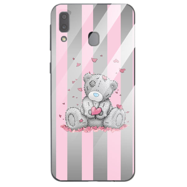 Cute Teddy Bear Tempered Glass Phone Case for Samsung Galaxy A20